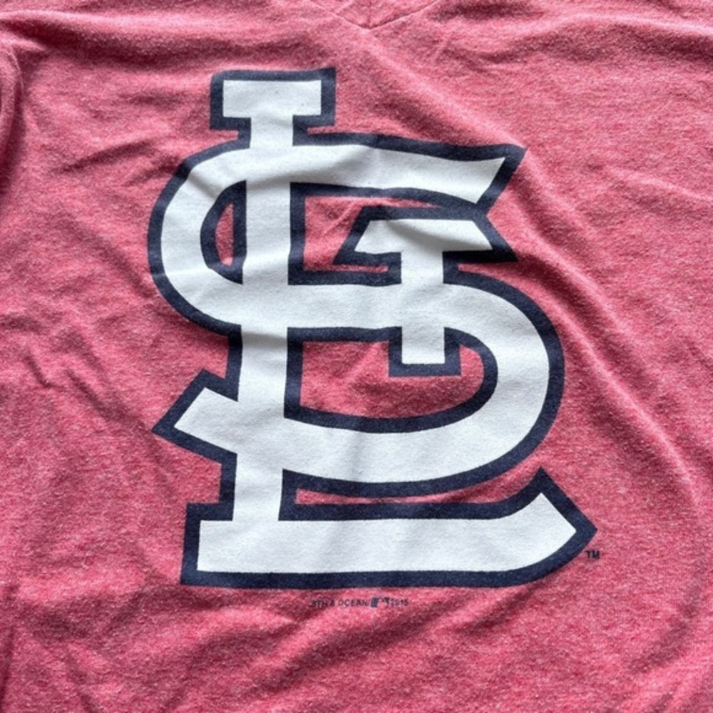 5th & Ocean St Louis Cardinals MLB V-Neck T-Shirt Red Gameday Small Heathered - Picture 3 of 8